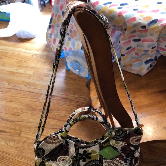 Vera Bradley NWT 2013 Cocoa Moss bag/purse/tote plus double side cap - Picture 8 of 16